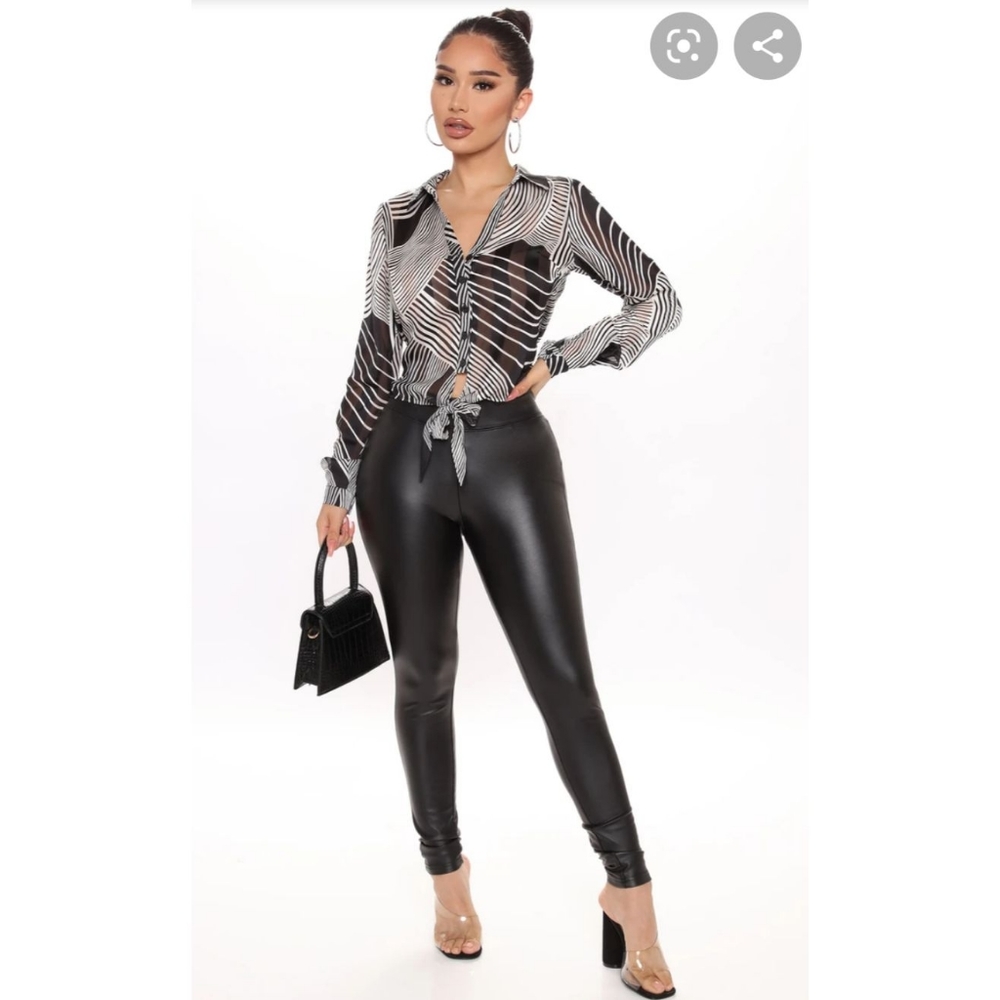 Fashion Nova Maze Front Tie Blouse Dressy Top